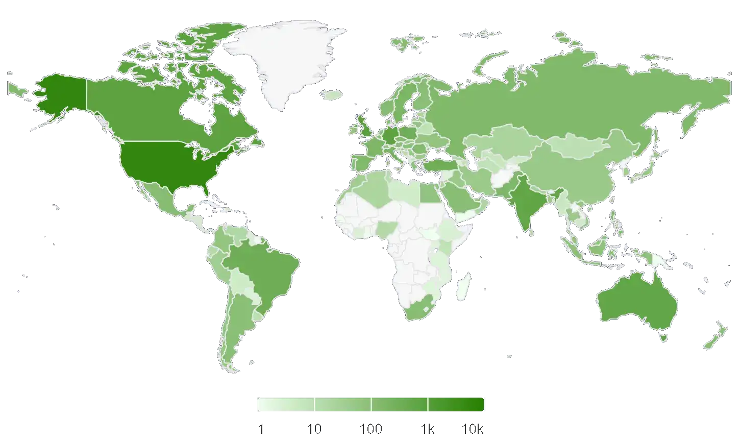 Map showing BadWolfMC community member locations around the world