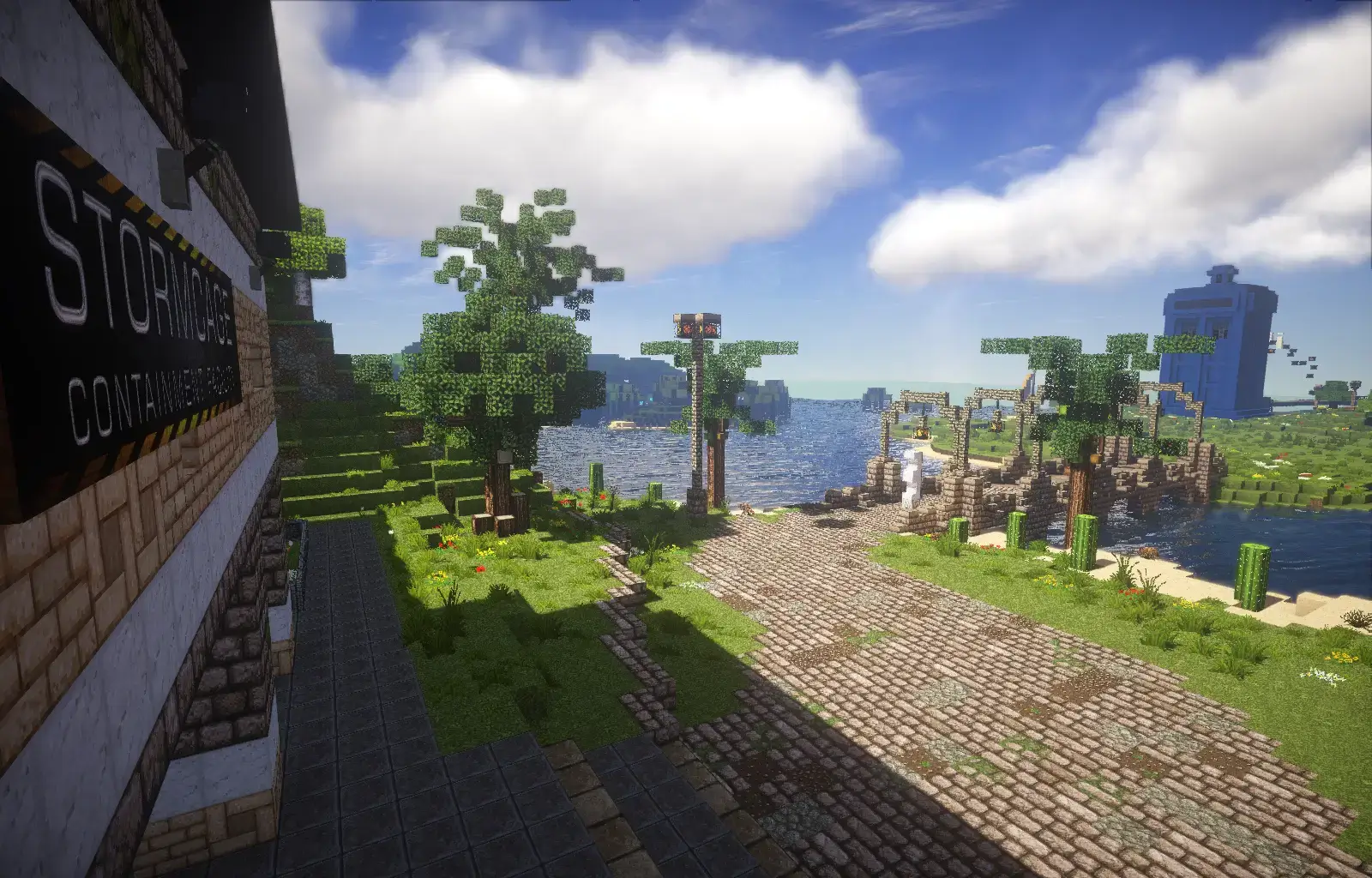 An image showing the location of the Stormcage build near the BadWolfMC Spawn