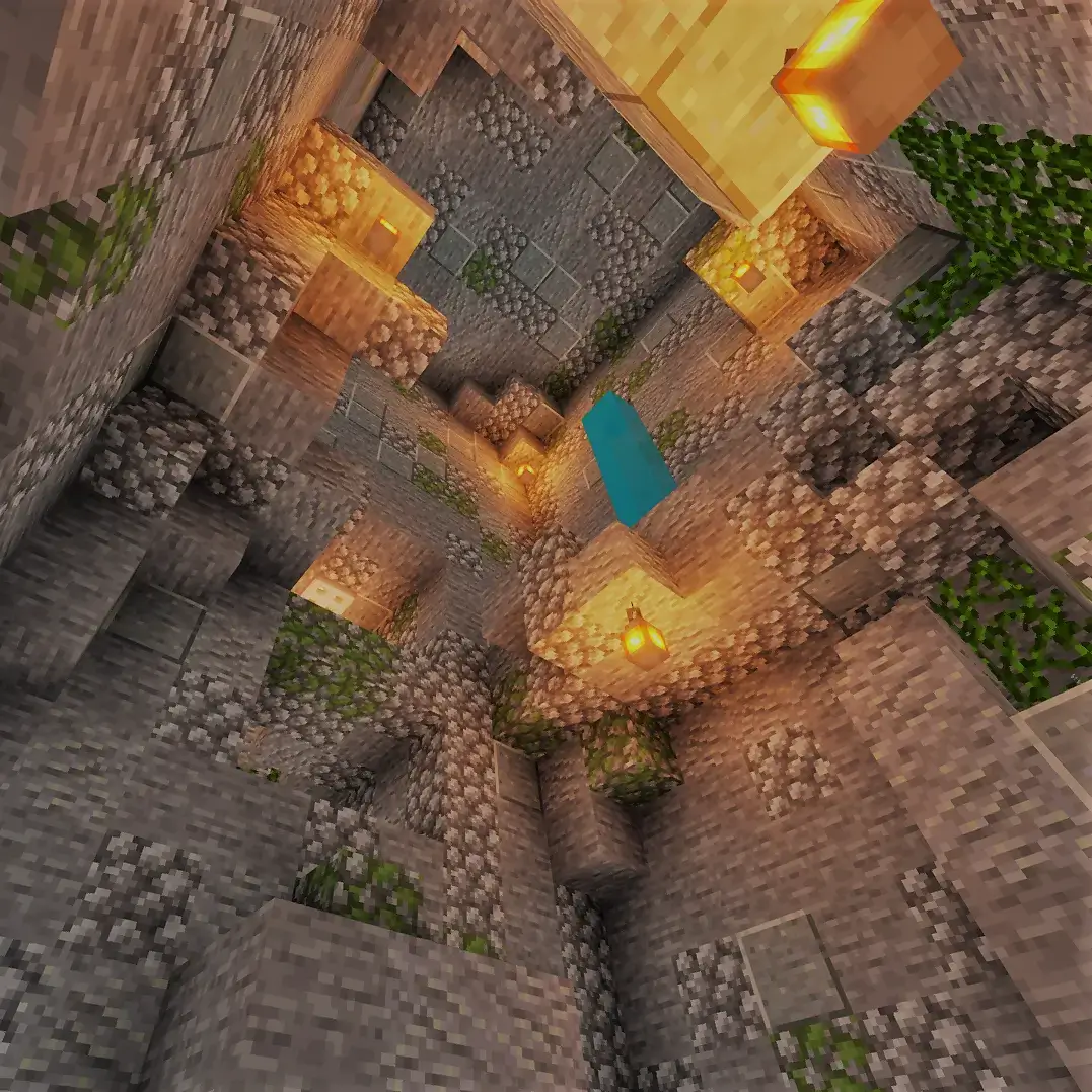 Minecraft puzzles in a crystal cave