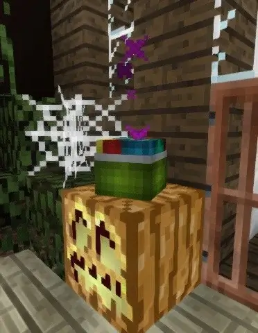 A Trick-or-Treat basket in Halloween Town on BadWolfMC: An Adult Minecraft Server