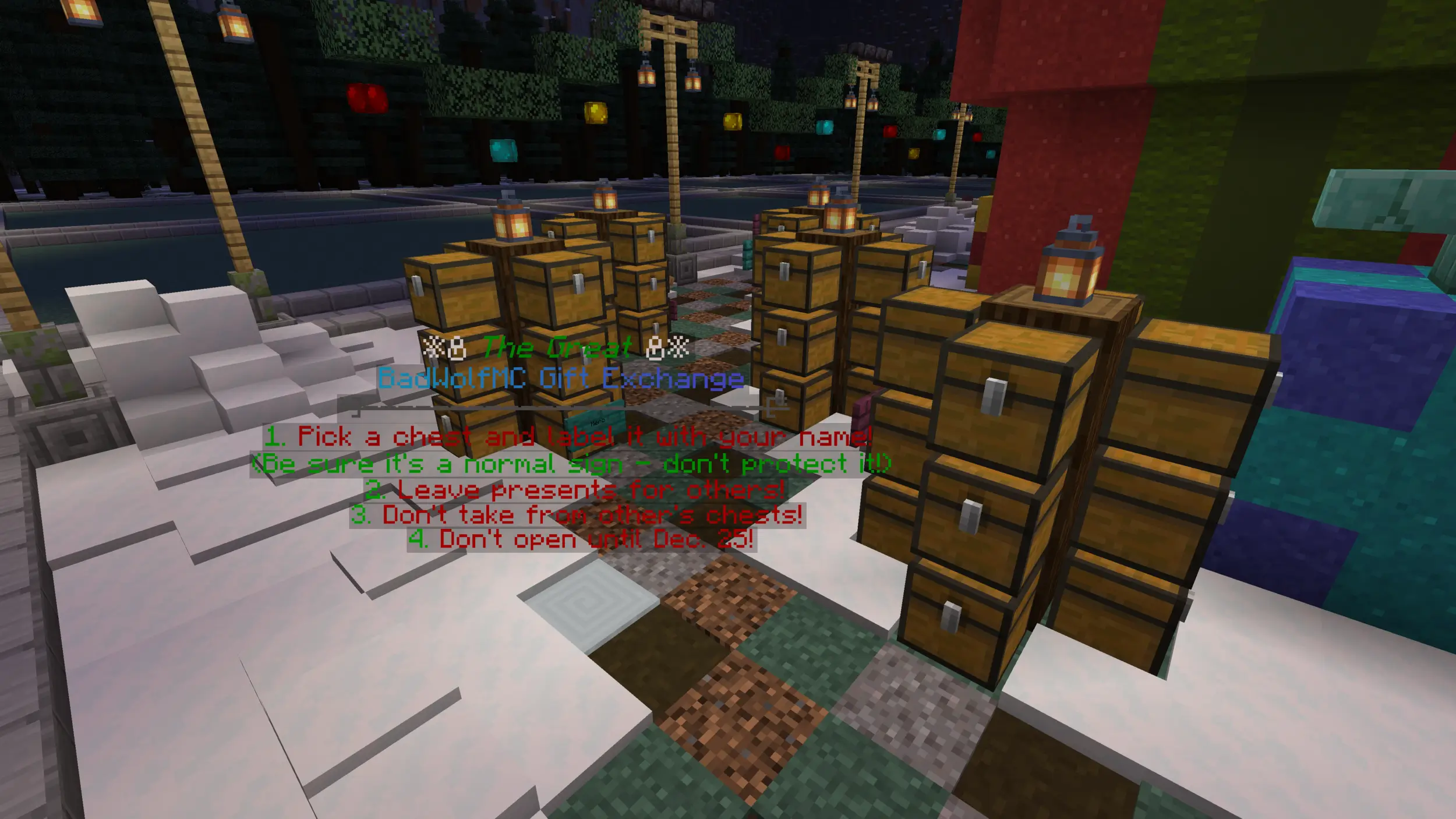 Chests waiting to be filled in The Great BadWolfMC Gift Exchange
