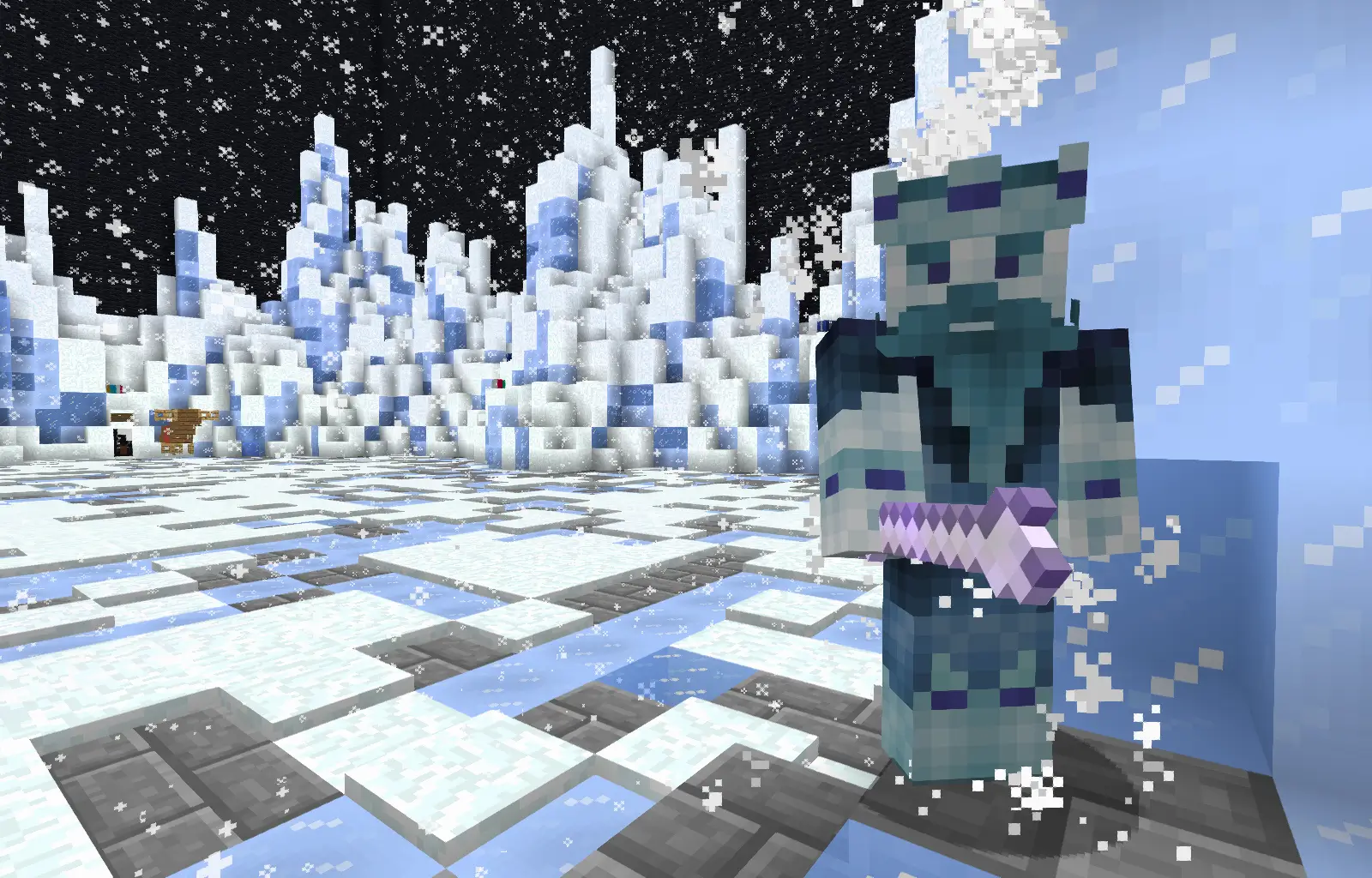 A Minecraft build of Winterbolt in his icy prison