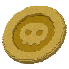 Gold Coin with embossed skull - a Fate Coin to get you back into BadWolfMC Gamma's Hardcore Minecraft Server